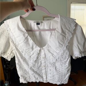 American Eagle Outfitters White Eyelet Blouse